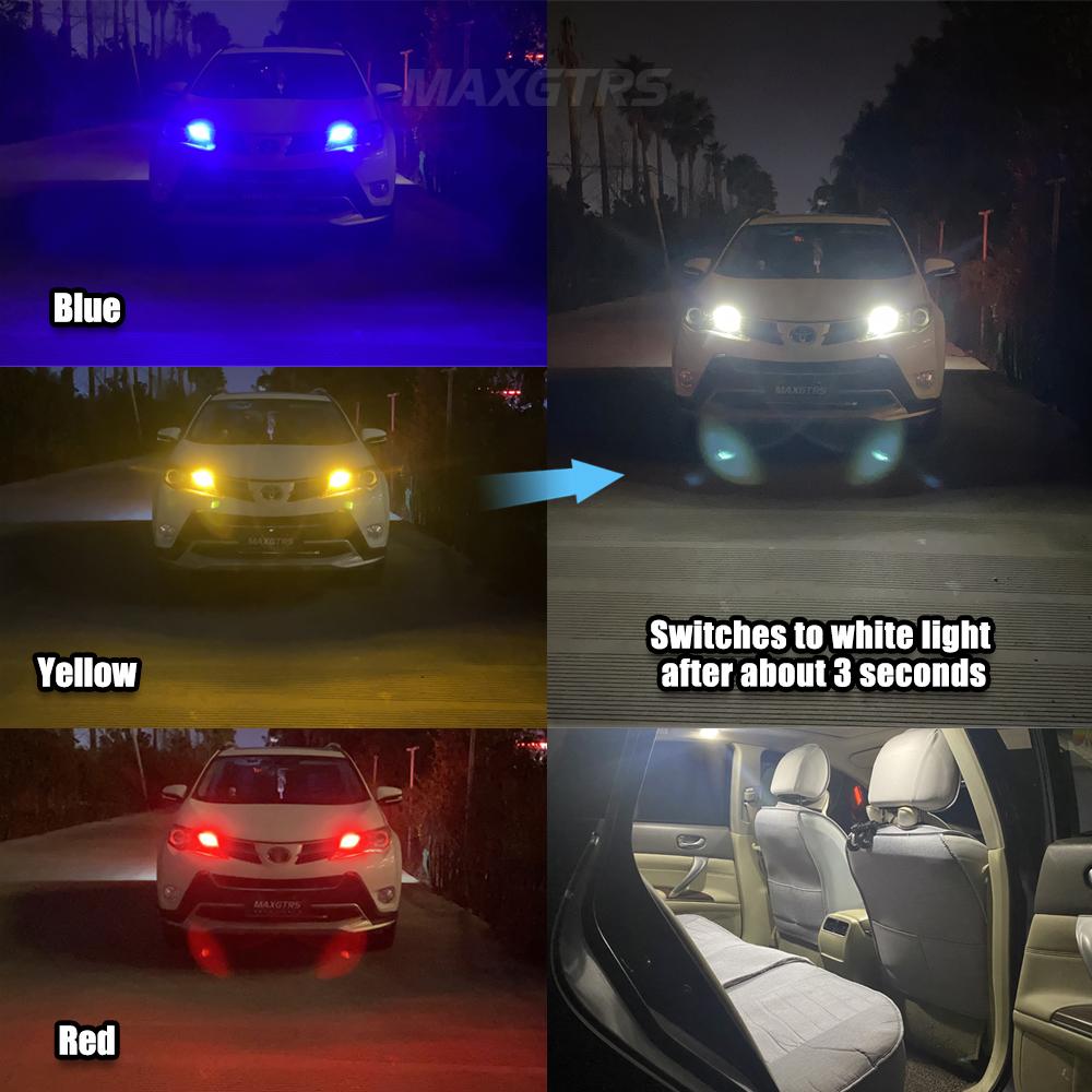 MAXGTRS 2x Two Color Switch T10 LED W5W Car Side Interior lights 12V Bulb 2835 Chips 194 168 White 6000K Parking Dome Lamps