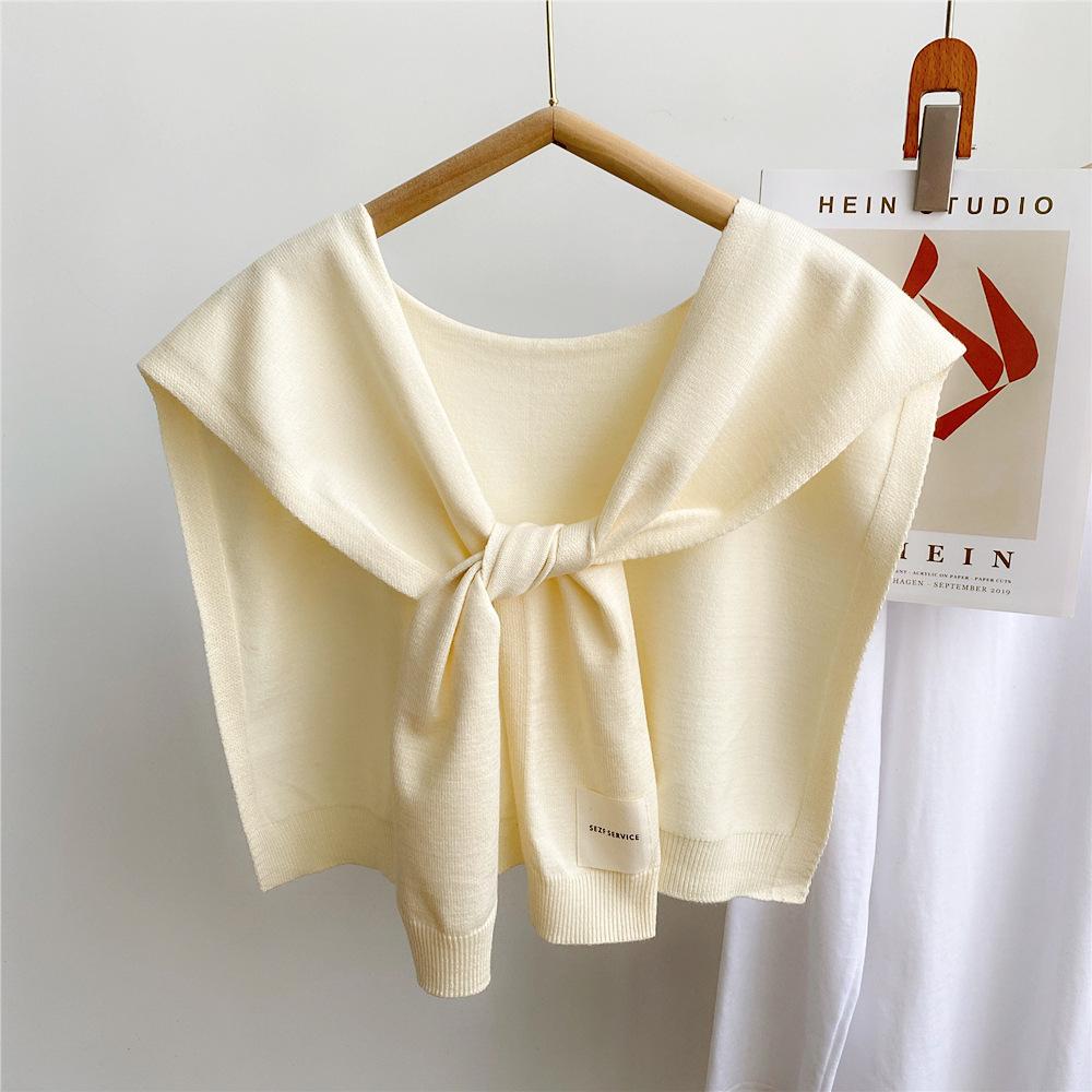 45*96cm Einfarbiger Strick-Sonnenschutzschal Dekoration Falscher Abnehmbarer Kragen Kleideraccessoires Schützt Hals Schulter