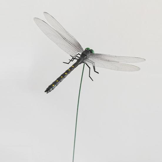 Fake Dragonfly Decoration with Clip Rod Portable Outdoor Camping Gnats Fly Repellent Simulated 3D Dragonfly Model Ornament Kids Educational Toy