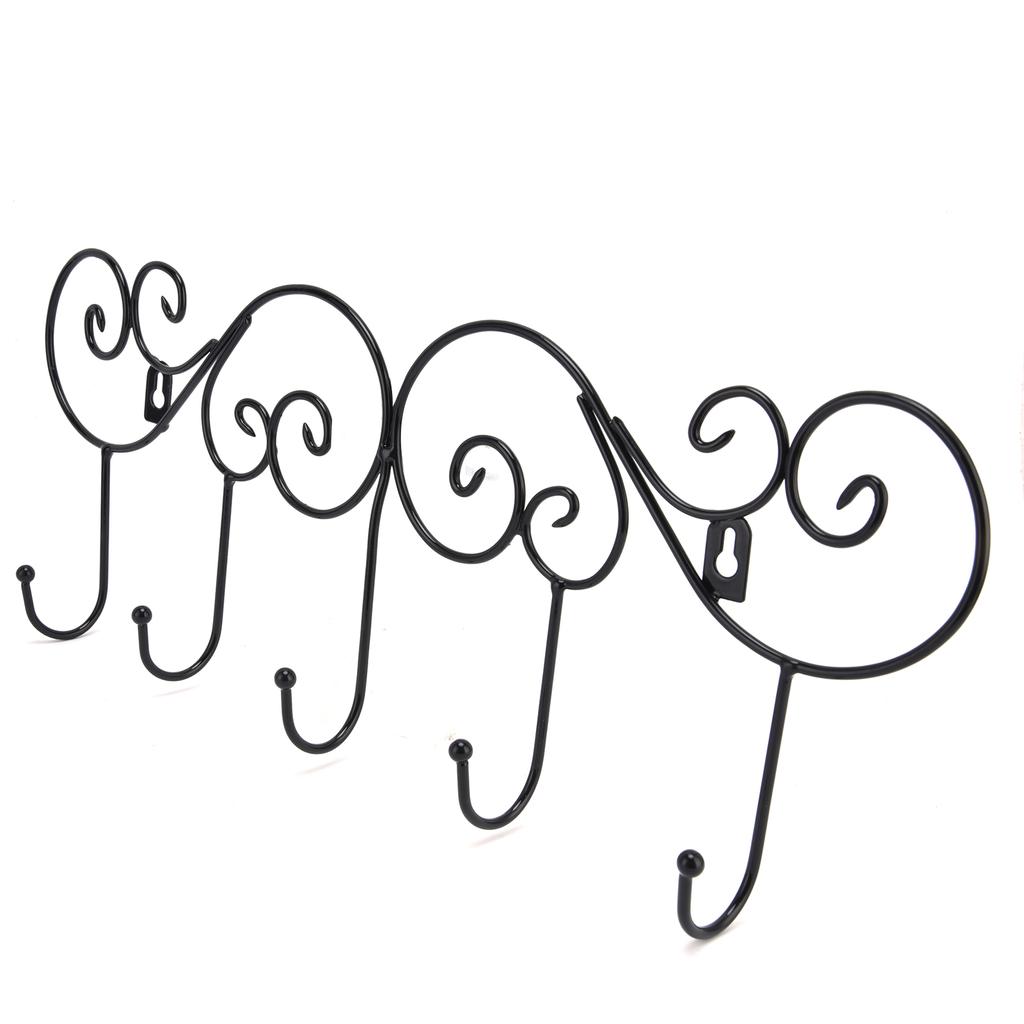 Kleskrok Henging Dør Vegghenger Kjøkken Bad Henger med 5 Krokbrakett for Håndkle Klær Hatt