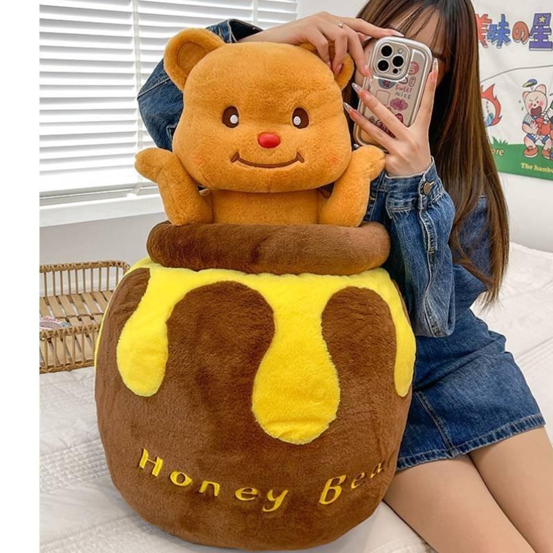 Cute Honey Bear Plush Toy Stuffed Animal Creative Gift For Couples And Kids 33cm