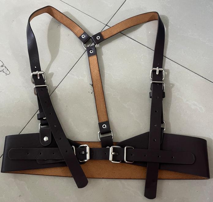 Women's Punk Corset Belt with Skirt Straps - Black