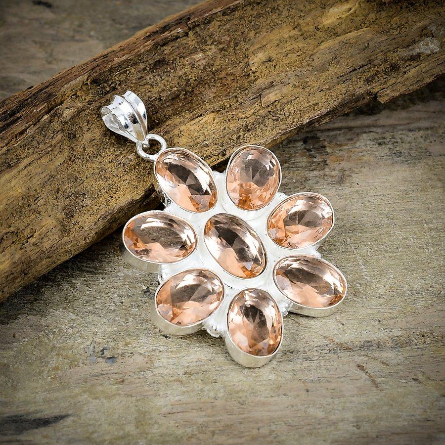 

Morganite Gemstone Handmade 925 Sterling Silver Jewelry Pendant 1.97 M-100