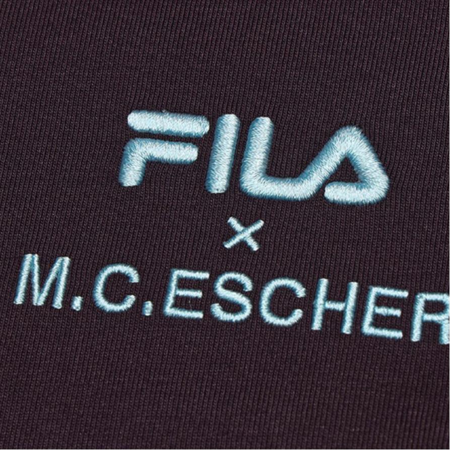 Fila X M.C. ESCHER Heritage Series Minimalistischer Pullover Mode Strick Kurzarm T-Shirt Herren Tops F11M538129F-WI