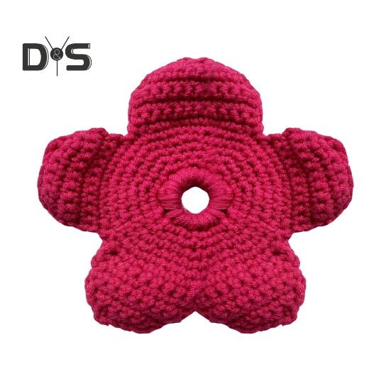 

Резинка для волос с большим цветком из шерсти, ручная работа, вязаная крючком, эластичная повязка на голову, большая резинка для волос, держатель для хвоста розы красного