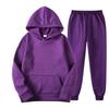 Einfarbiges Hoodie-Set Herren Damen Freizeit-Sportbekleidung Schlichtes Sweatshirt Jogginghose