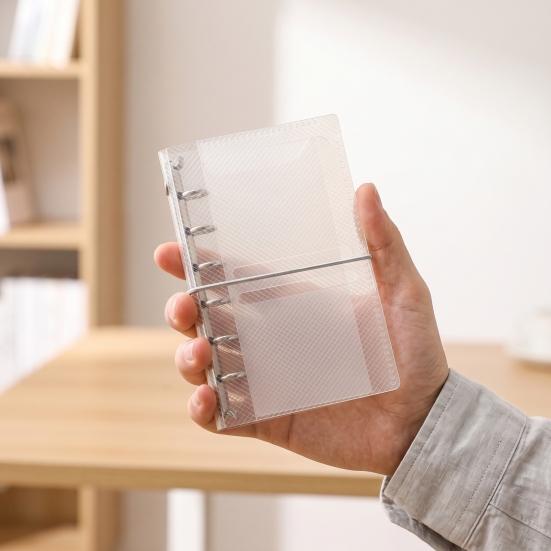 Transparent Trifold Binder A6 A7 M5 Binder, 5/6-Rings Refillable Loose Leaf Folder Folder, Planner Budget Notebook Cover for School, Office, Meeting