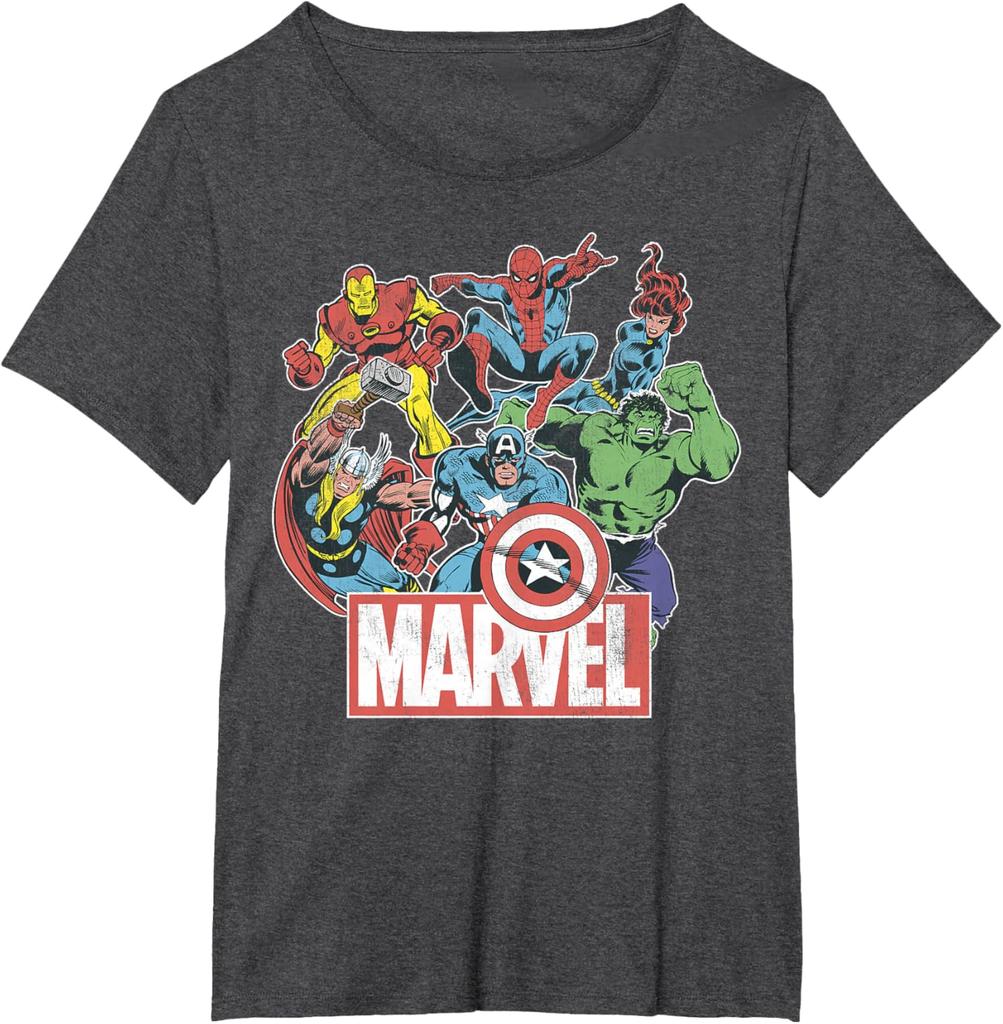 2026 Marvel Avengers Team Retro Comic Vintage Graphic TShirt Small Superhero Shortsleeved Casual Tshirt Breathable Unisex Top