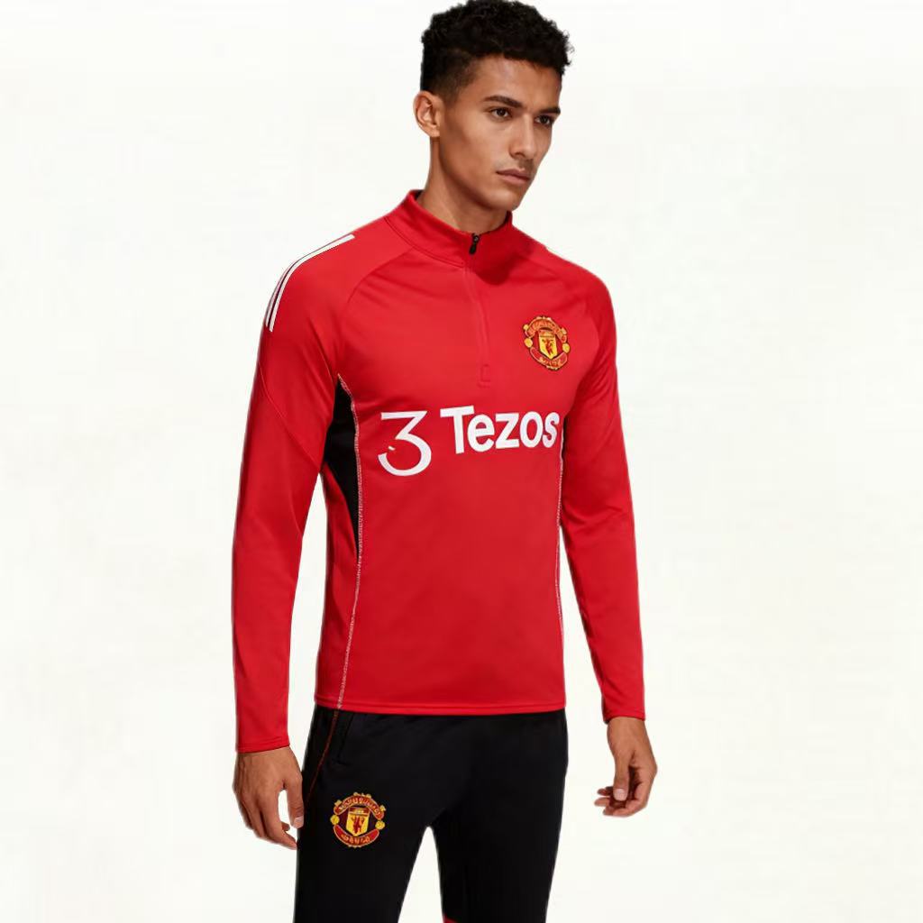 Höst Och Vinter Het Manchester United Träningsställ Arsenal Långärmad Halvdragkedja Fotbollströja Barns Vuxen Kostym