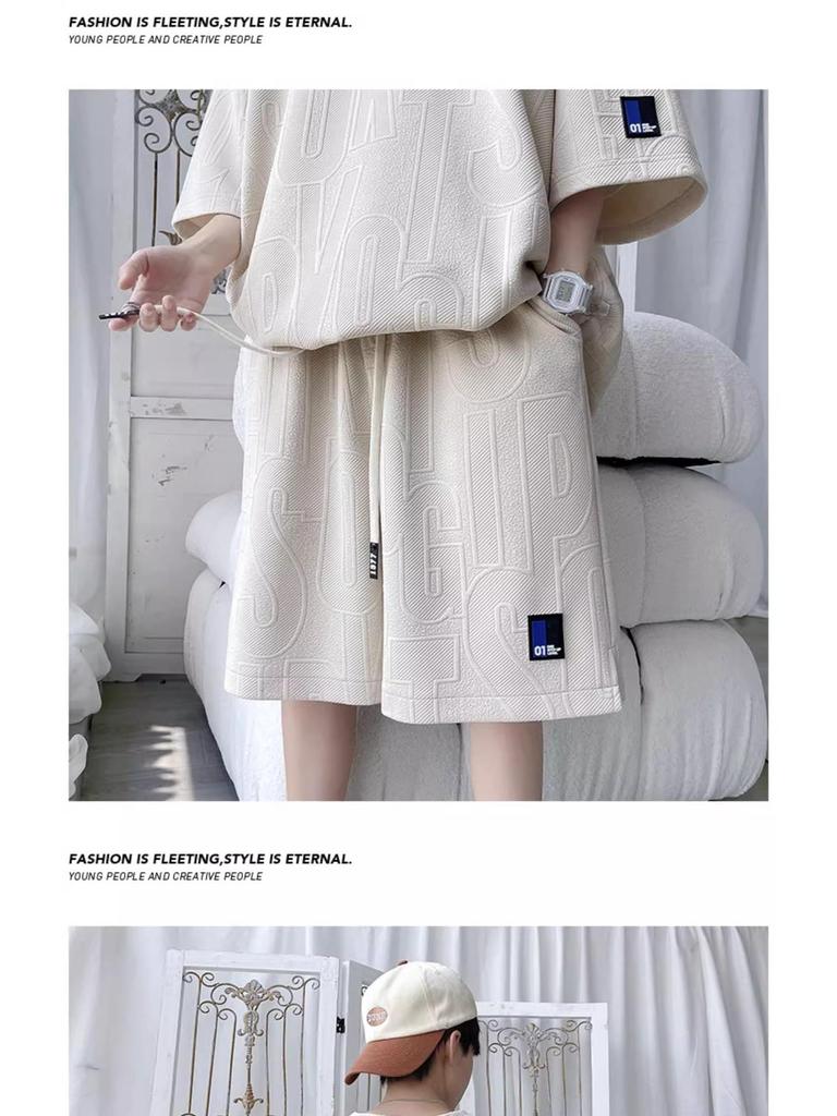 Men's Trendy Summer Casual Two-Piece Sports Set - Short-Sleeved Top and Shorts