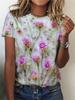 Summer Flower Bird 3D Print T-shirts Women Streetwear Harajuku Casual Fashion Y2k Short Sleeve T Shirt O-neck Tees Tops Clothing