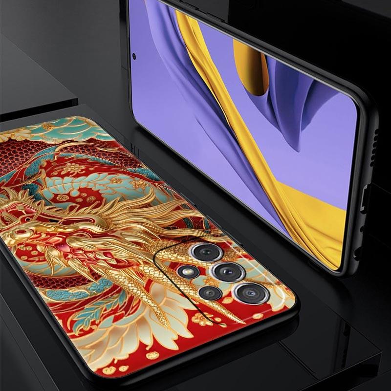 Chinoiserie Loong Flower Dragon Phone Case for Samsung Galaxy A55 A35 A15 A14 A13 A25 A54 A51 A71 A72 A73 A32 A52 A41 Soft TPU