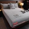 Levivel Elastic Velvet Bed Cover Bed Sheets Set Padded Mattress Cover Soft Queen King Solid Color 150 /160x200 For