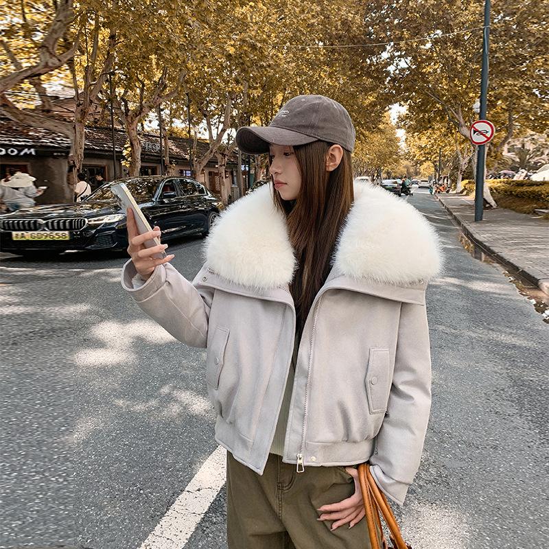 Big Fur Collar Women's Short High-end Celebrity Temperament Small Winter Down Cotton-padded Jacket