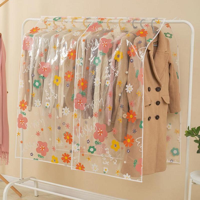 Husa de Praf pentru Haine cu Flori Desen Animat Dormitor Uscător Husă de Praf Pânză Îngroșată Umeraș Husă de Praf Husă Universală pentru Haină Costum