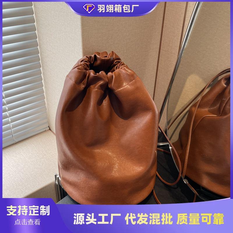 Backpack Women's Bucket Bag New Fashion Large Capacity Versatile Trend Garbage Bag Bag