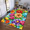 Floral Carpet with Vibrant Multicolor Flowers on Blue Background Suitable for use as an anti-slip for living room bedroom sofas