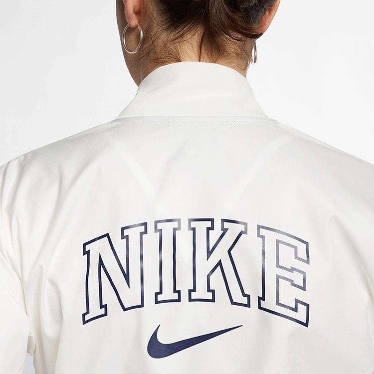 Nike Potisk loga Jednobarevná Sportovní baseballová bunda Dámské bundy Bílá AR3764-133