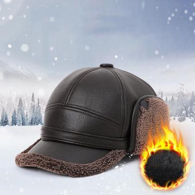 Warmhaltende Wintermützen Leder Baseballkappe Outdoor Winddicht Weich Plüsch Warm Schirmmütze Ohrenschutz Skimütze
