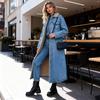Women Faux Fur Mid Length Coats Jackets Turn Down Collar Coat Thick Denim Y2k Streetwear Jacket Elegant Outerwear Autumn Winter