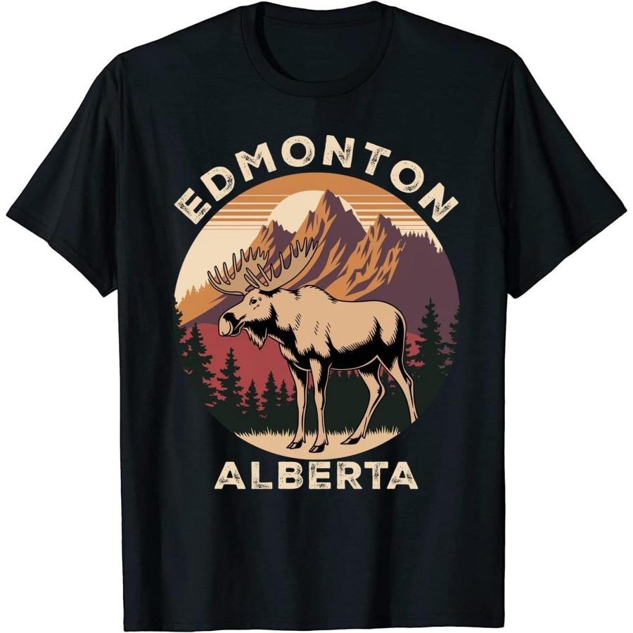 Moose Antlers Vintage Sunset Souvenir Edmonton Alberta Canada T-Shirt Black for Men Women Kids XXXXXL разноцветный