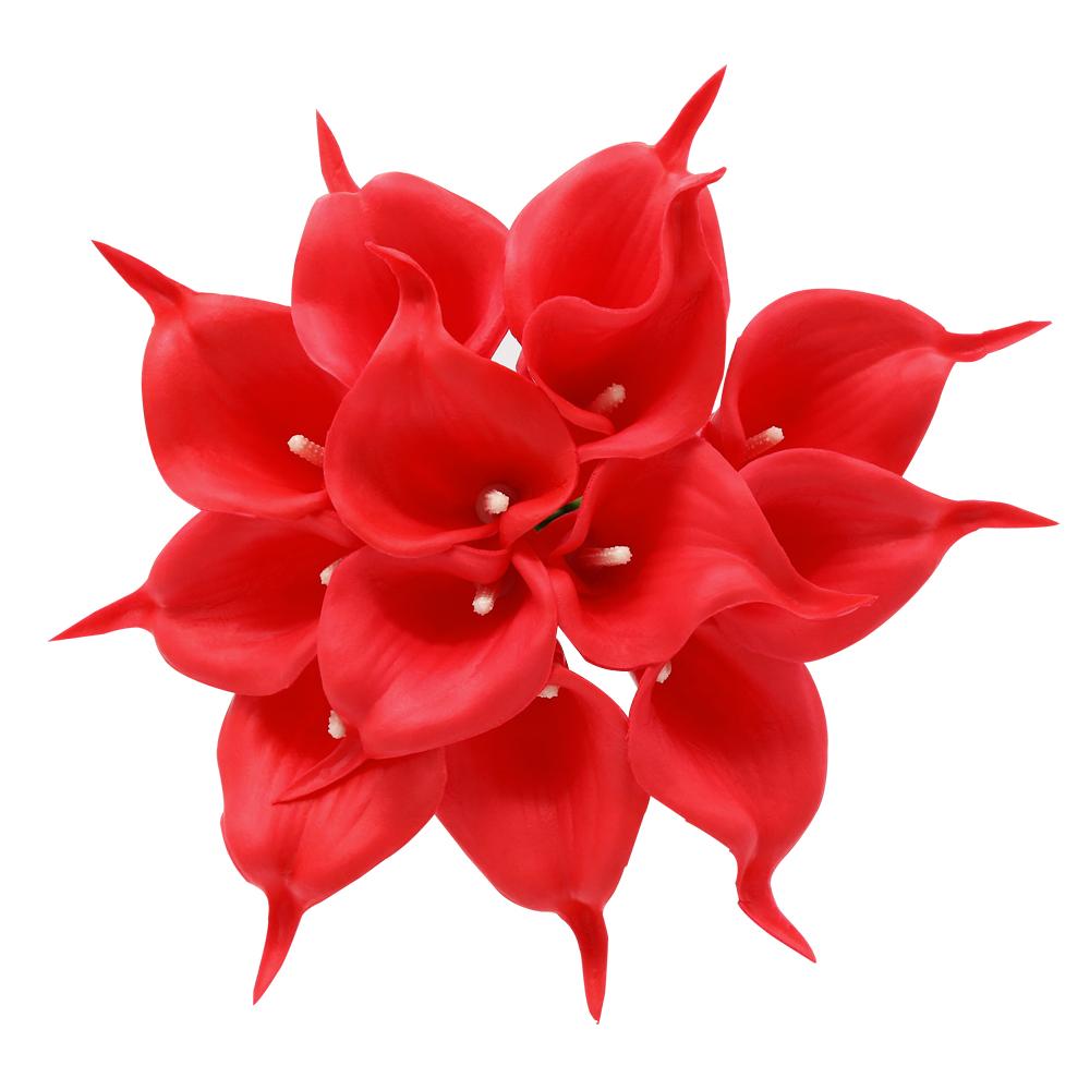 

10 шт. искусственные цветы каллы лилии Real Touch свадебные букеты для дома, офиса, свадебной вечеринки украшения красный