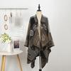 Ethnic Style Printed Shawl Imitation Cashmere Split Cape Warm Scarf Jacket Retro Literary Big Shawl Women