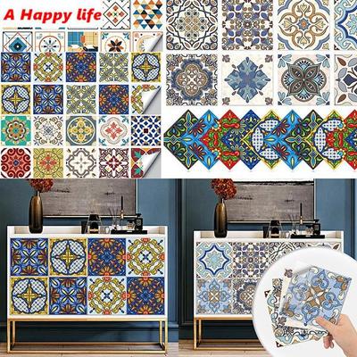 Creative Mandala Flowers Stickers Kitchen Bathroom Wall Decor Oil-proof PVC Tile Sticker Self-adhesive Wall Sticker