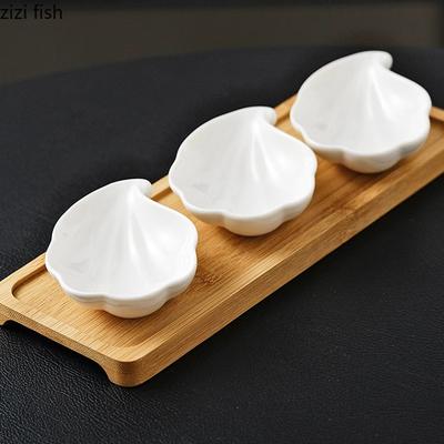 Pure White Shell Shape Ceramic Seasoning Dish Sushi Plate Vinegar Dish Snack Plate Soy Sauce Dish Restaurant Specialty Tableware