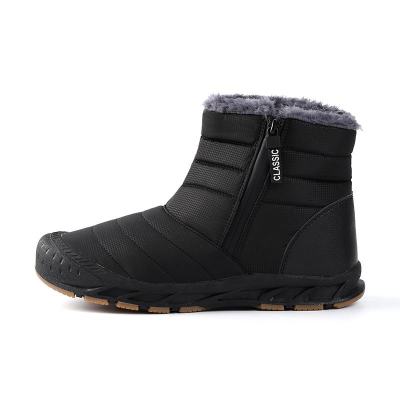 Men's Winter Warm Snow Boots With Zipper Non-Slip Water Resistant Faux Fur Lined Ankle Booties Outdoor Comfort High-Top Hiking Walking Shoes for Men