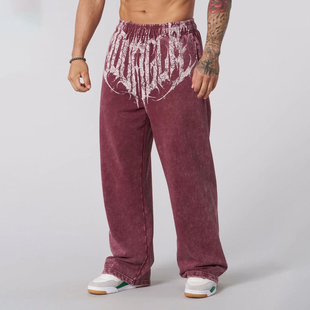 New-style, Trendy, Large-print Cotton Outdoor, Sports, Fitness and Casual Loose-fit Straight-leg Trousers