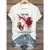 Women's T Shirt Bloodstain Graphic Letter Vintage Stylish Classic Short Sleeve V Neck Regular Tops