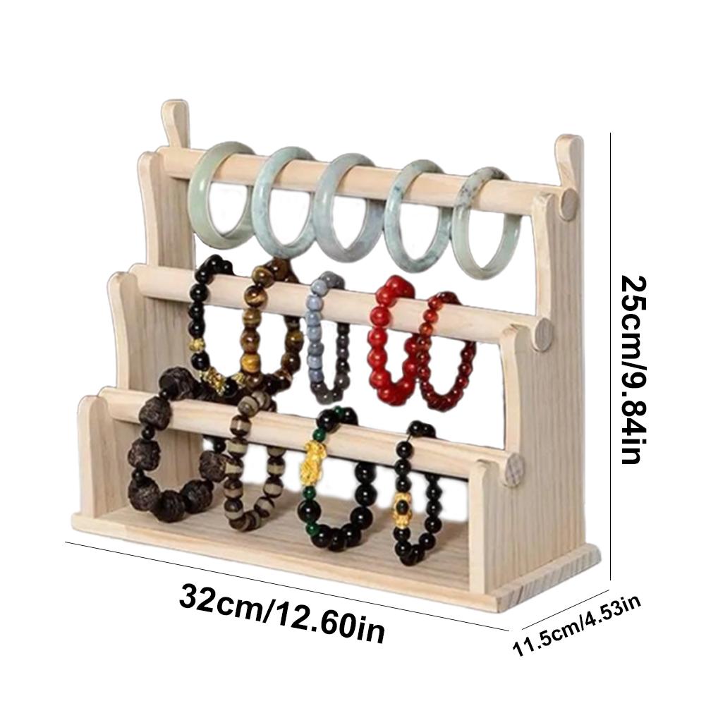 Wood Bracelet Display Stand Multi Layer Bangle Scrunchie Organizer Multi-Function Jewelry Organizer for Watch Bracelet Scrunchie