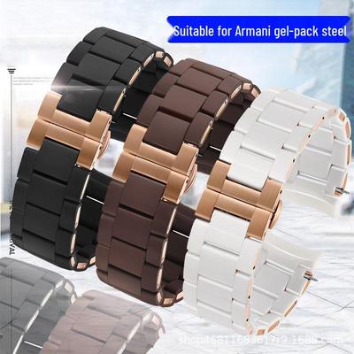 Zamienny stalowy pasek do zegarka pokryty gumą dla Armani AR5889/5890/5905/5920 - Męski i Damski, Szerokość 20mm/23mm