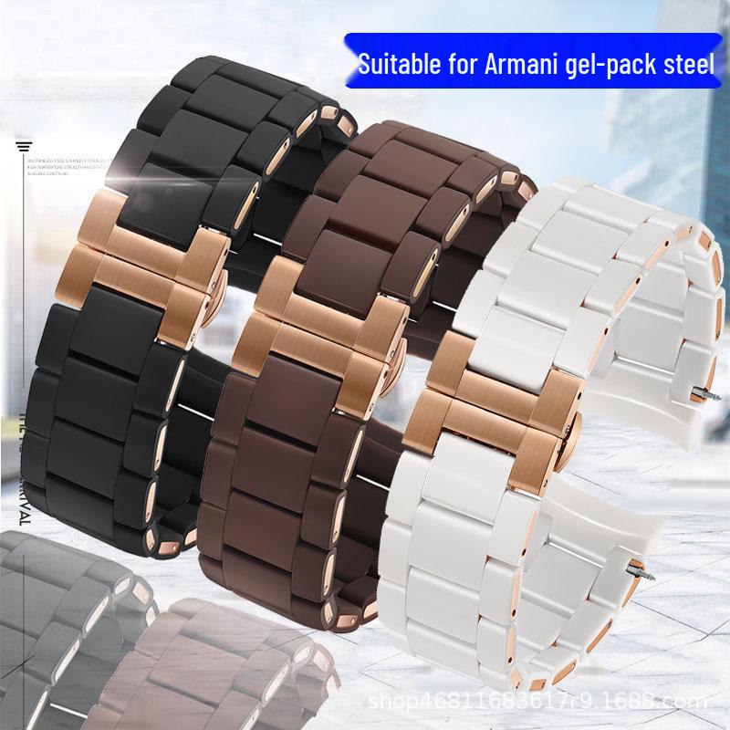 Replacement Rubber Coated Steel Watch Strap for Armani AR5889/5890/5905/5920 - Men's & Women's, 20mm/23mm Width