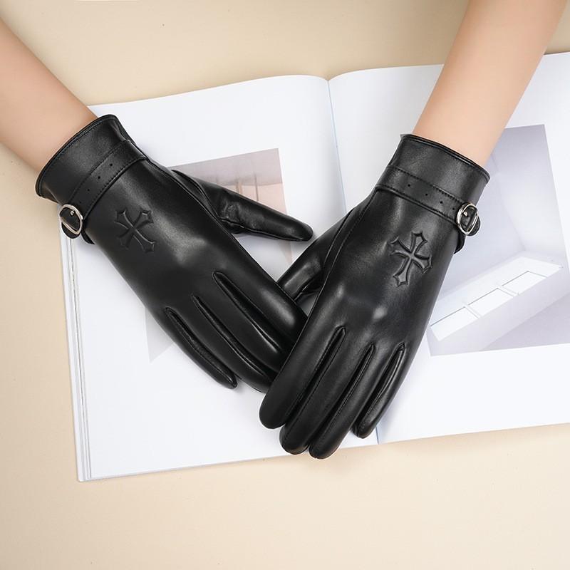 Womens Winter Warm Sheepskin Gloves Touchscreen Cross Driving Cycling