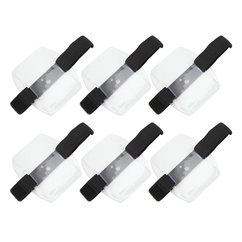 10Pcs Armband Badge Holder Adjustable Waterproof PVC Hook and Loop Arm ID Card Holder for Office Bus