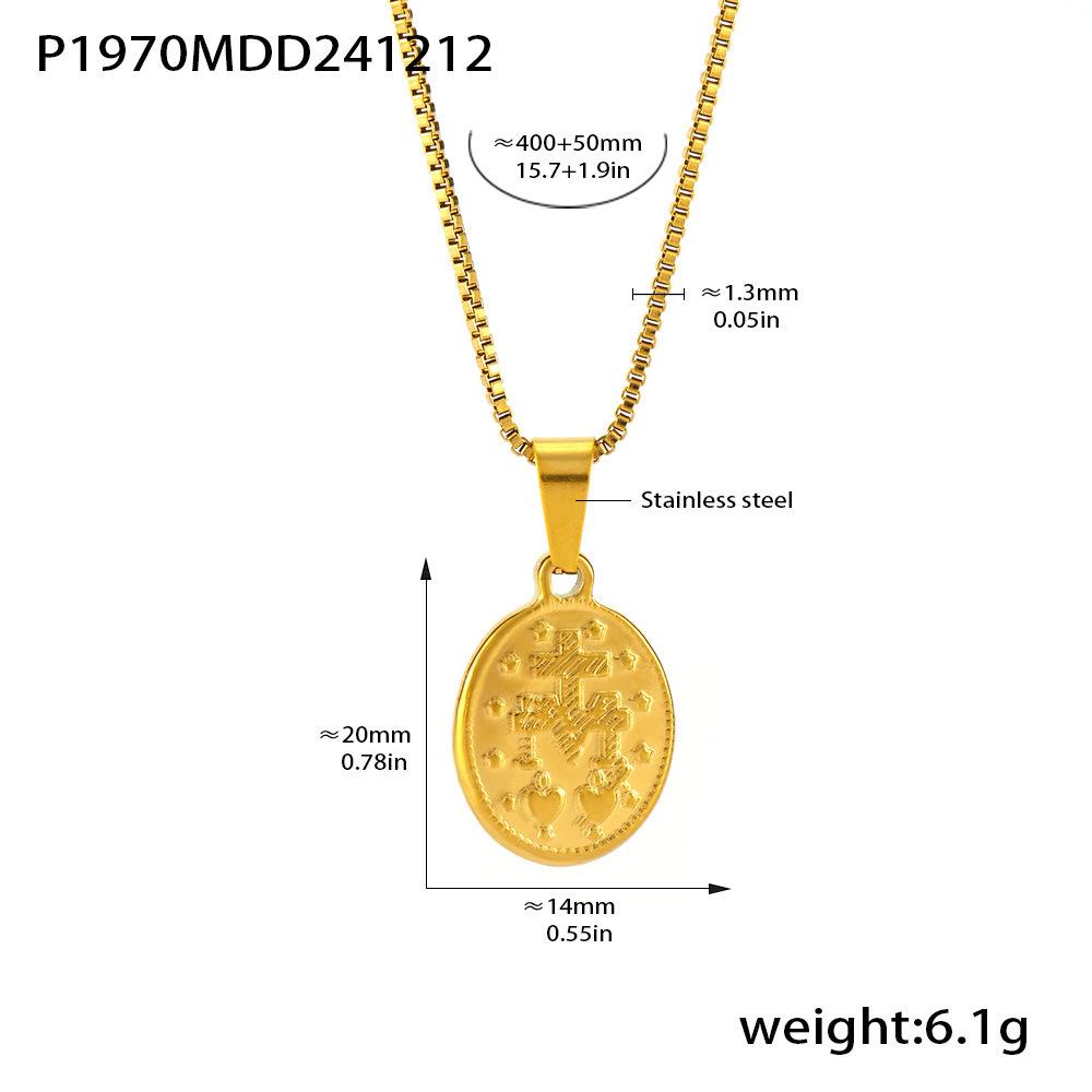 Qiong Yao 18k Gold-Plated Jesus Guardian Chain Necklace - Stainless Steel, Fashion Jewelry