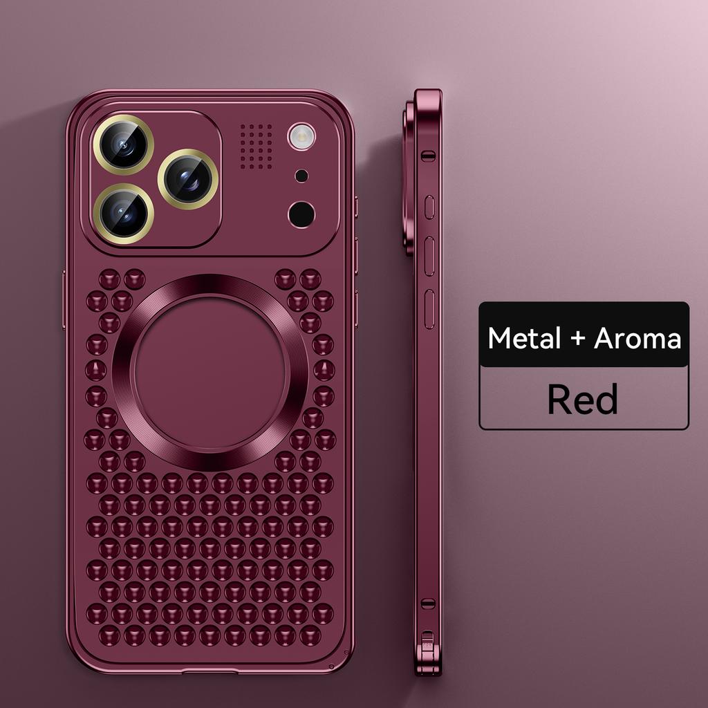 Fodral för iPhone 18 Pro Max 18 Pro Aluminium Metall Aromaterapi Magnetiskt Skydd Heltäckande Skydd Värmeavledning Bakskal