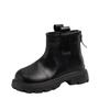 2025 Girls' Ankle Martin Boots: Autumn/Winter Fashionable, Versatile Leather & Cotton Boots for Kids