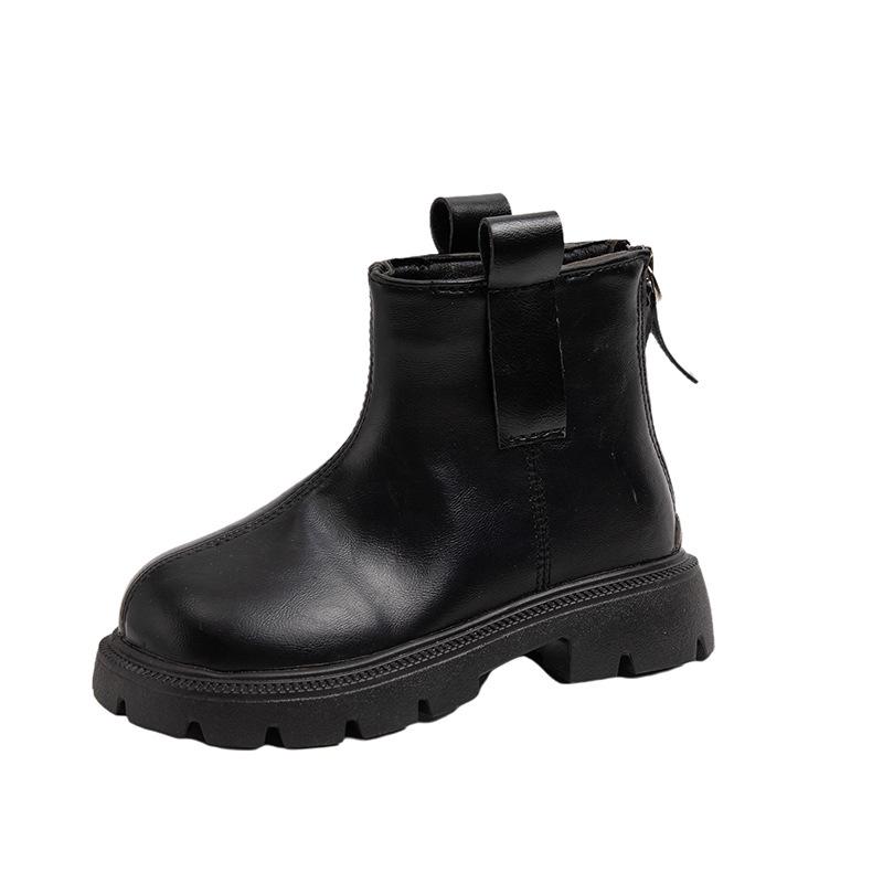 2025 Girls' Ankle Martin Boots: Autumn/Winter Fashionable, Versatile Leather & Cotton Boots for Kids