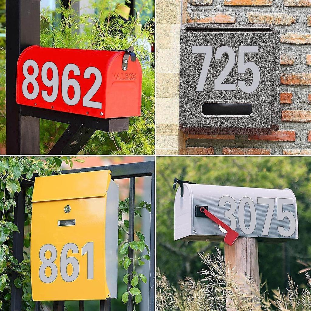 5sheets Reflective Digital Stickers Mailbox Sticker House Address Decals Reflective Number Labels For Home Farmhouse Decor