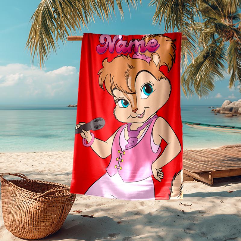 Custom Name Ultra-Soft Beach Towel with Alvin and the Chipmunks Theme,Ideal for Pool - Camping, Diving - Perfect Travel Essential, Vibrant Beach Towel