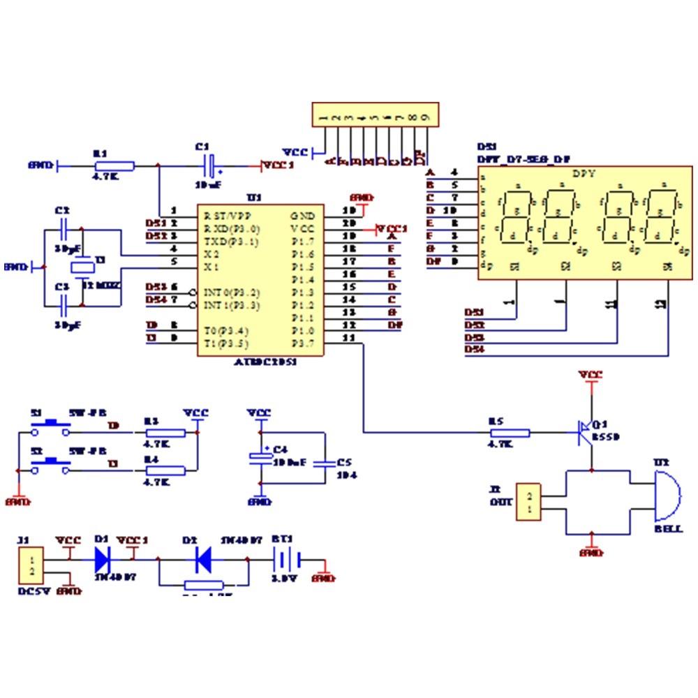 Комплект схем. Цифровые часы DIY Kit 6 бит c51 at89c2051 схема. Kit электронные часы c51 4 бит at89c2051. At89c2051 часы питание. Схема электронных часов at89c2051.