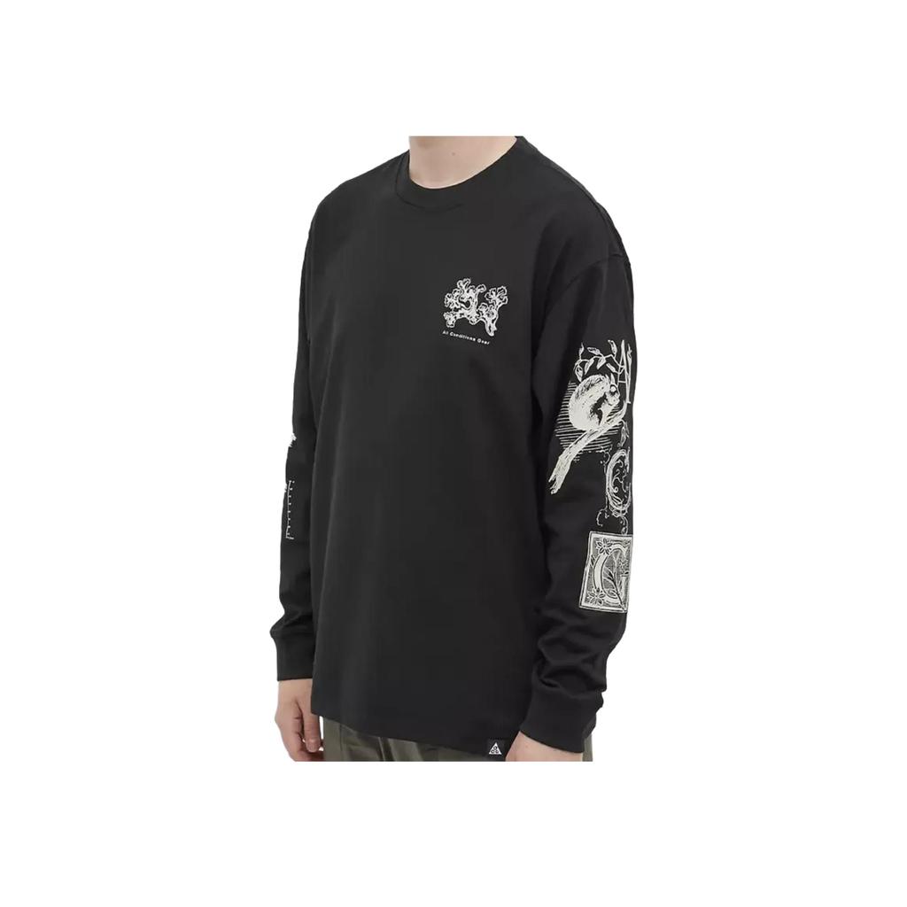 Nike Landscape Print Crewneck Long Sleeve Sweatshirt Men Sweatshirt Black DJ5802-010