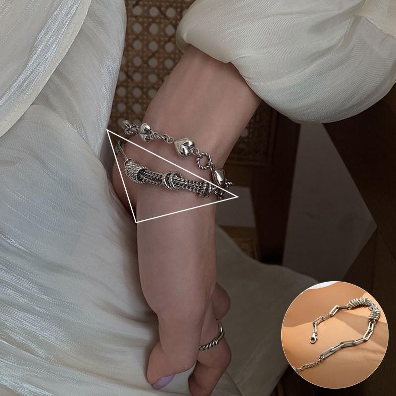 Retro Braided Open Bangle: S925 Silver Plated Unisex Bracelet - Trendy Heavy Industry Design