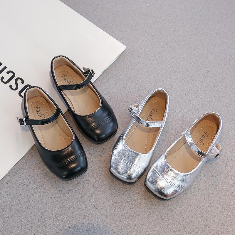 Girls' leather shoes 2025 spring and autumn new children's shoes silver little girl princess soft sole Mary Jane baby shoes