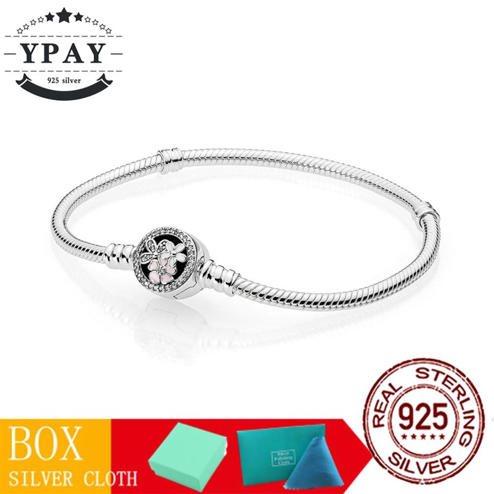 100 %Original Sterling Color Fashionable Jewelry Snake Chain Wrist Bracelet Women Shining Crown O Fit Charm Beads Clips Trendy Present