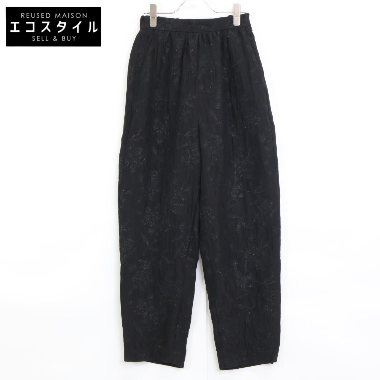 

PALE JUTE 24AW Black Lame Flower Jacquard Pants Bottoms S blackUsed