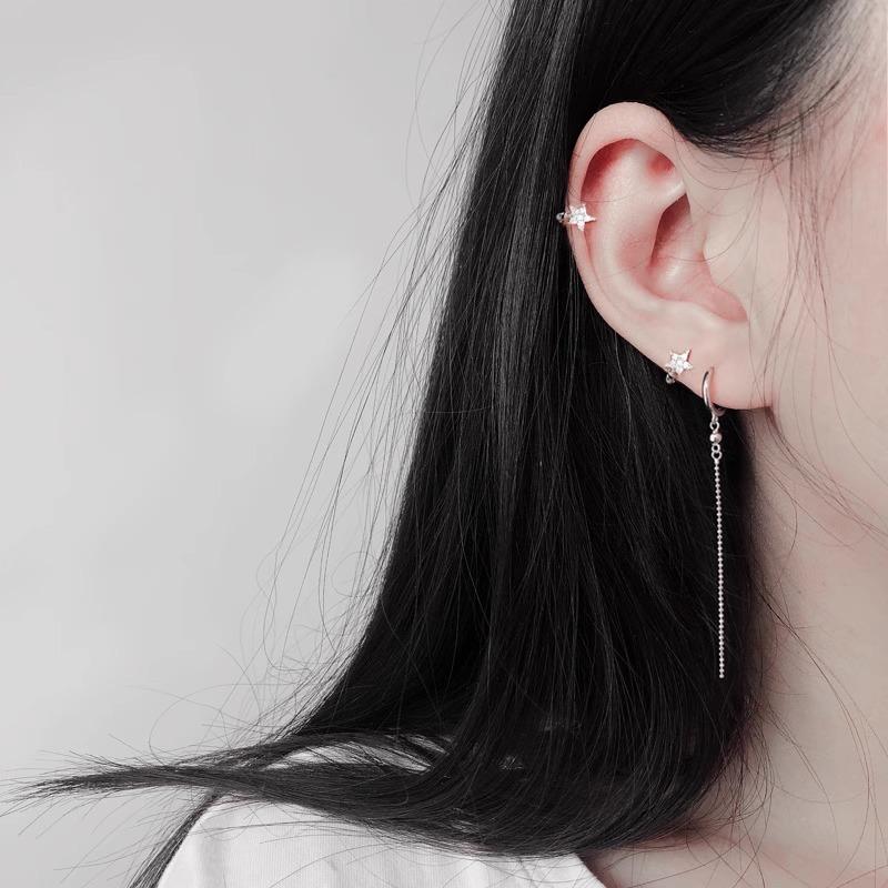 VENTFILLE 925 Sterling Silver Stars Zircon Hoop Earring for Women Extremely Small Sweet Simplicity Trend Jewelry Gift Dropship
